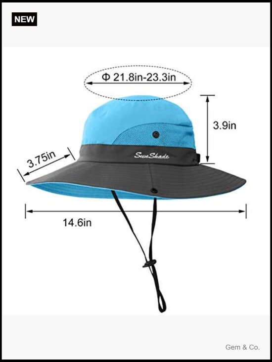 6-Pack Wide Brim Sun Hat Packable UPF 50+ Ponytail Design Cowboy Style